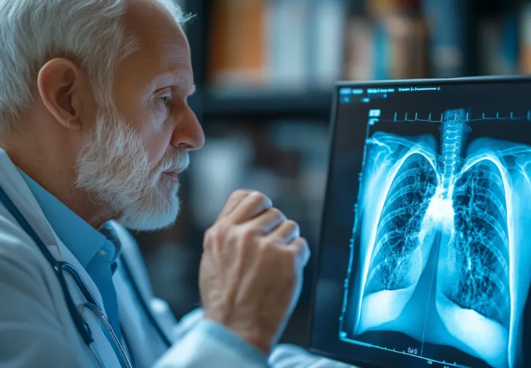 Image d'un médecin qui analyse une radio d'un paumons 