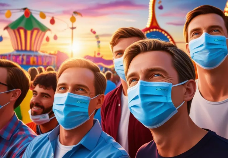 Image de plusieurs personnes dans un carnaval avec des masques de protection 