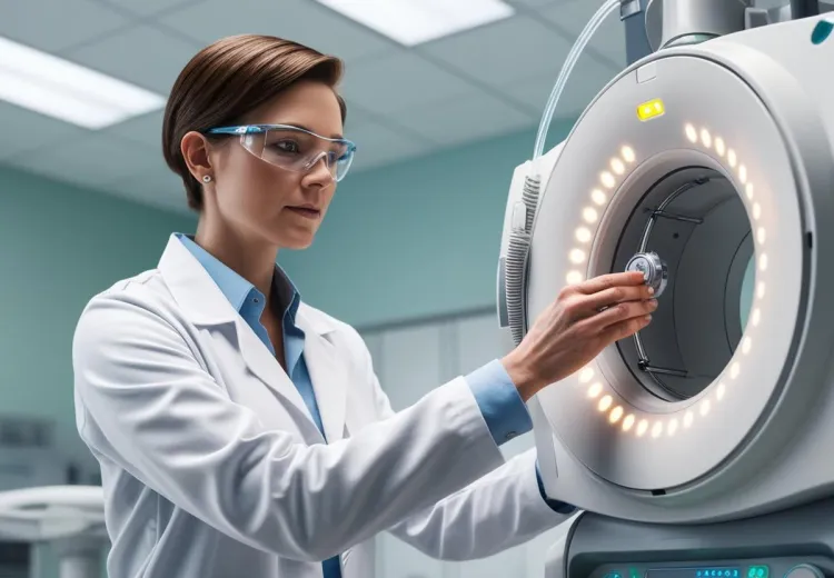 Image d'un médecin qui répare une machine médical