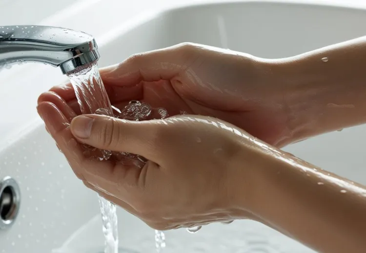 Image d'une personne se lavant les mains 