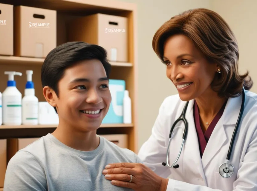 image d'une femme qui soigne son patient qui est souriant