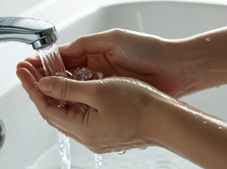 Image d'une personne se lavant les mains 
